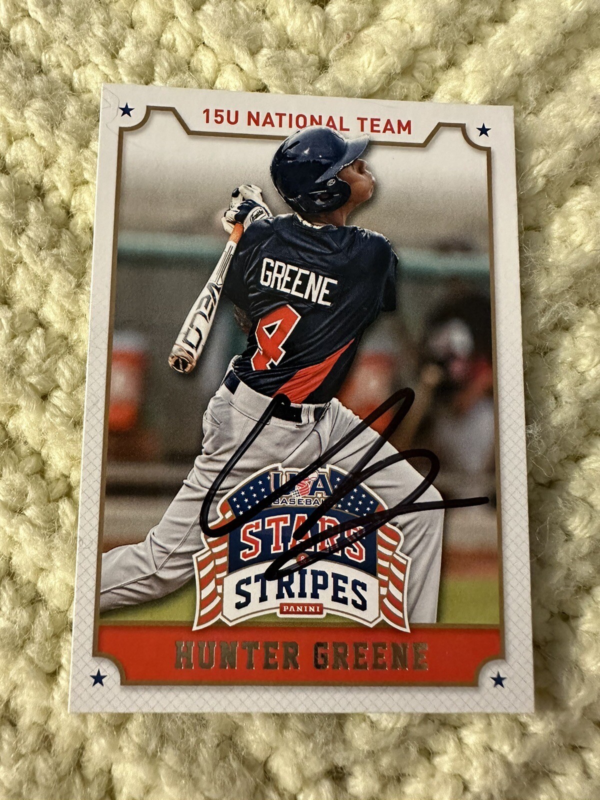 Baseball Trading Card Cincinnati Reds Team Issued Hunter Greene Signed