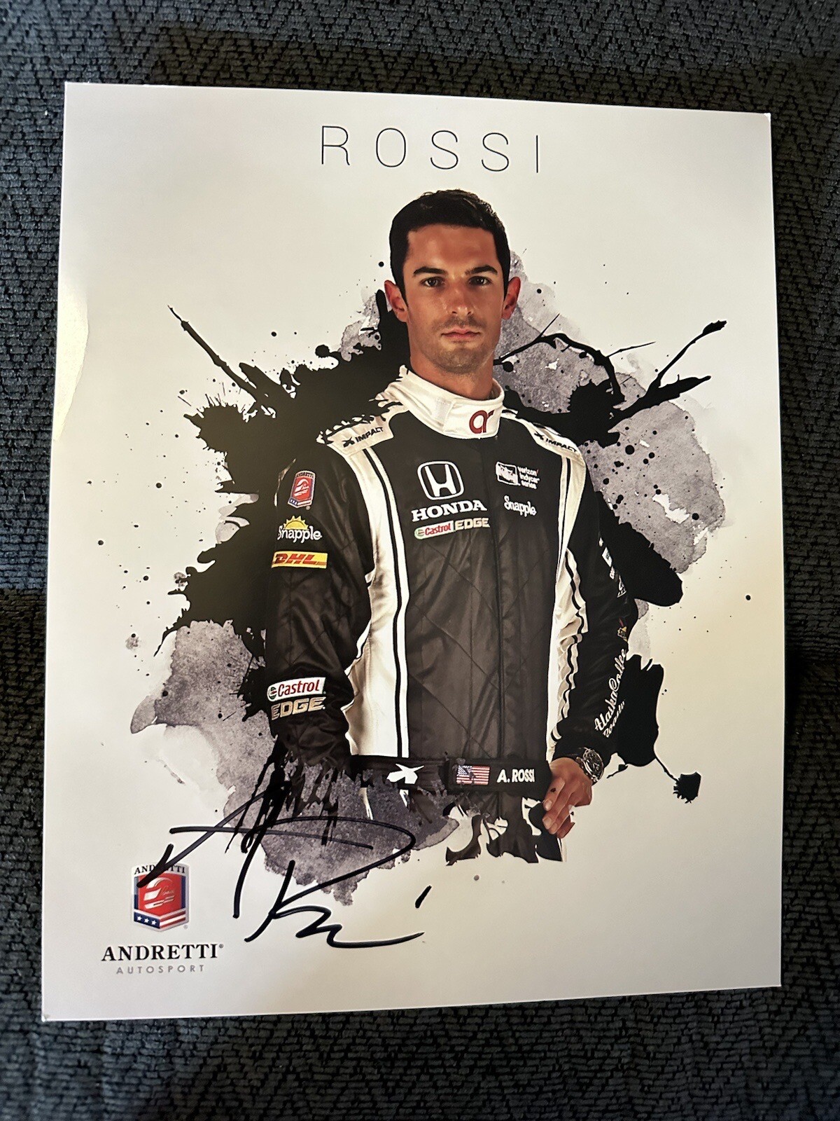 Alexander Rossi 2016 Indy Car Indianapolis 500 Promo hero Card Autograph Crease
