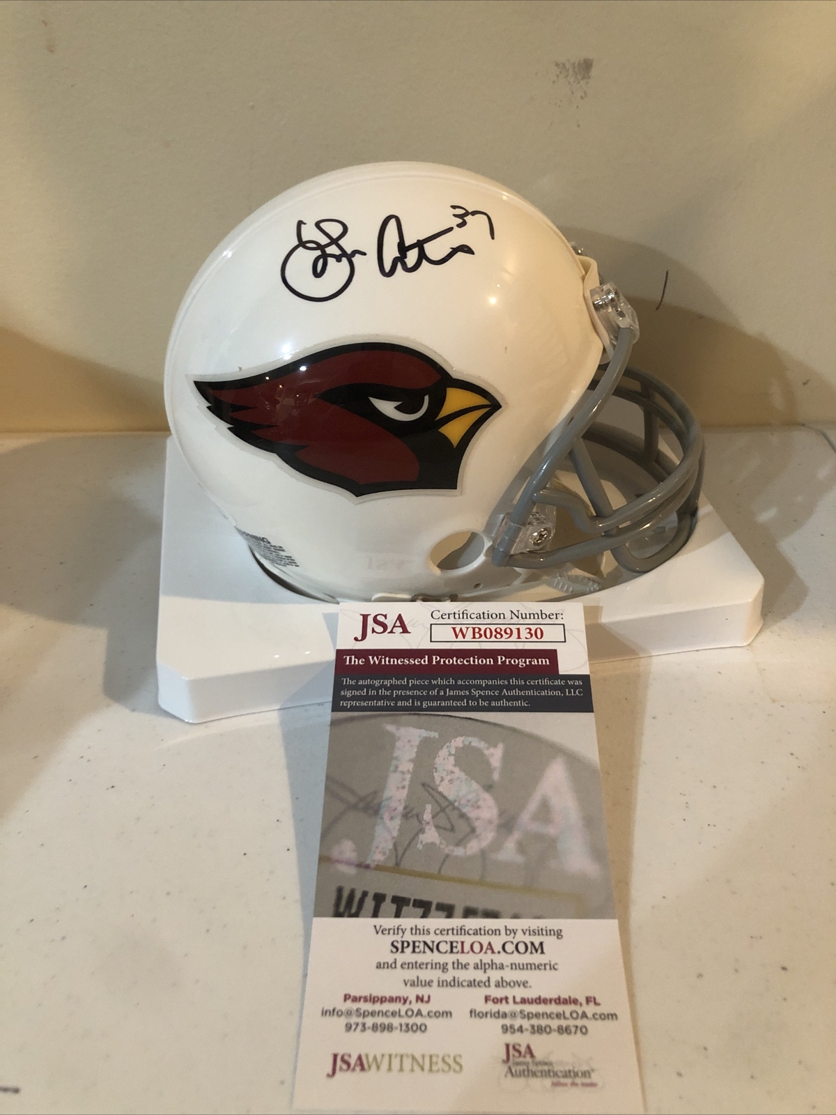 ARIZONA CARDINALS- LARRY CENTERS SIGNED AUTOGRAPH MINI HELMET JSA COA PRO BOWL