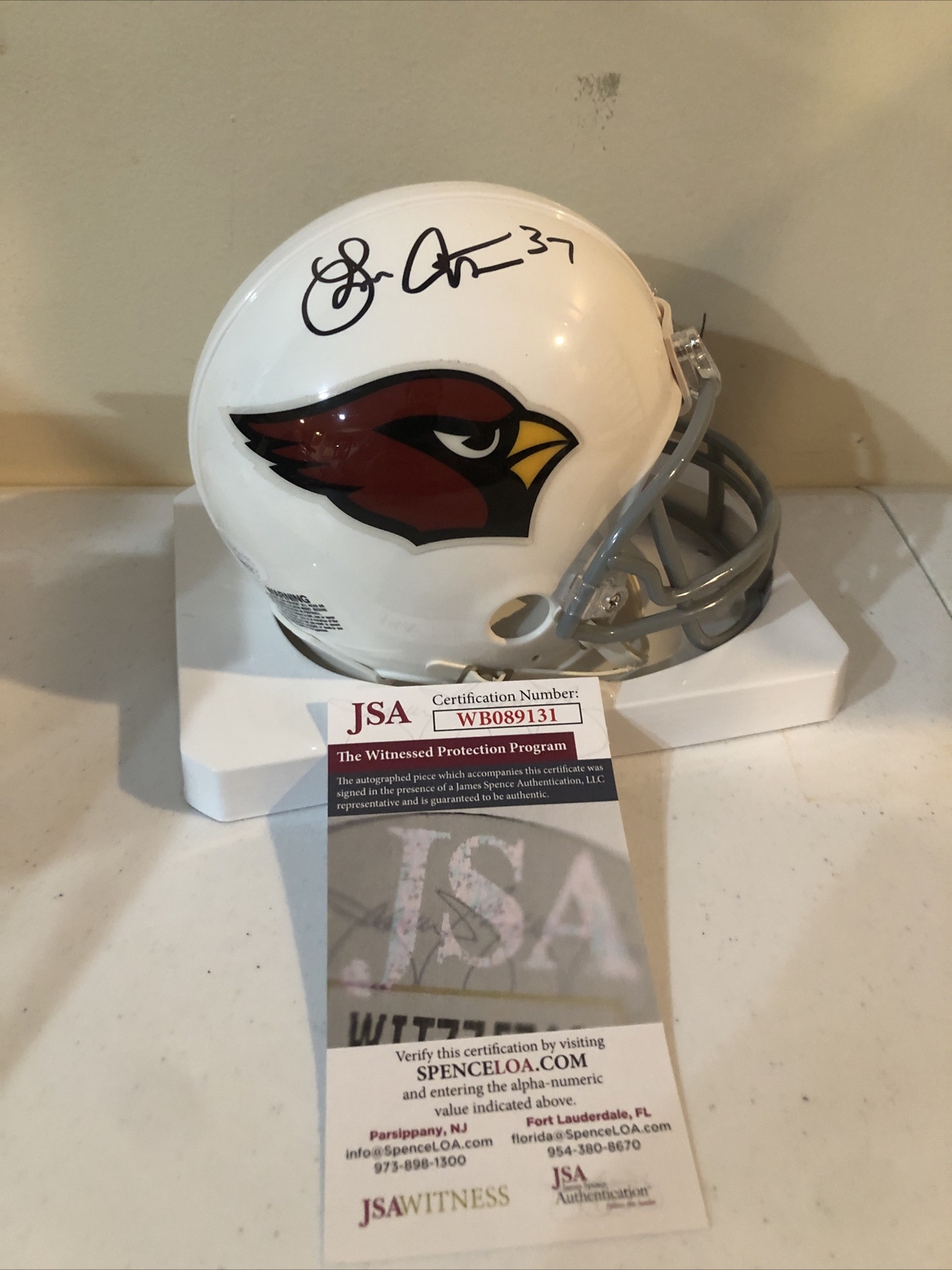 ARIZONA CARDINALS- LARRY CENTERS SIGNED AUTOGRAPH MINI HELMET JSA COA PRO BOWL