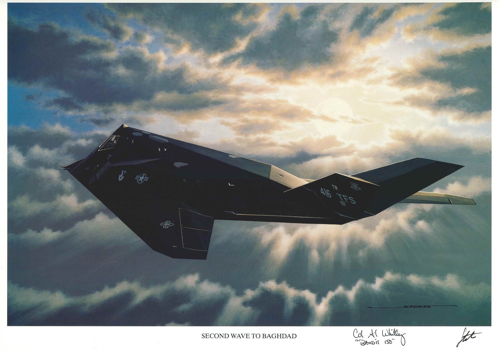 ALTON WHITNEY SIGNED SECOND WAVE TO BAGHDAD STAN STOKES PRINT BANDIT 150