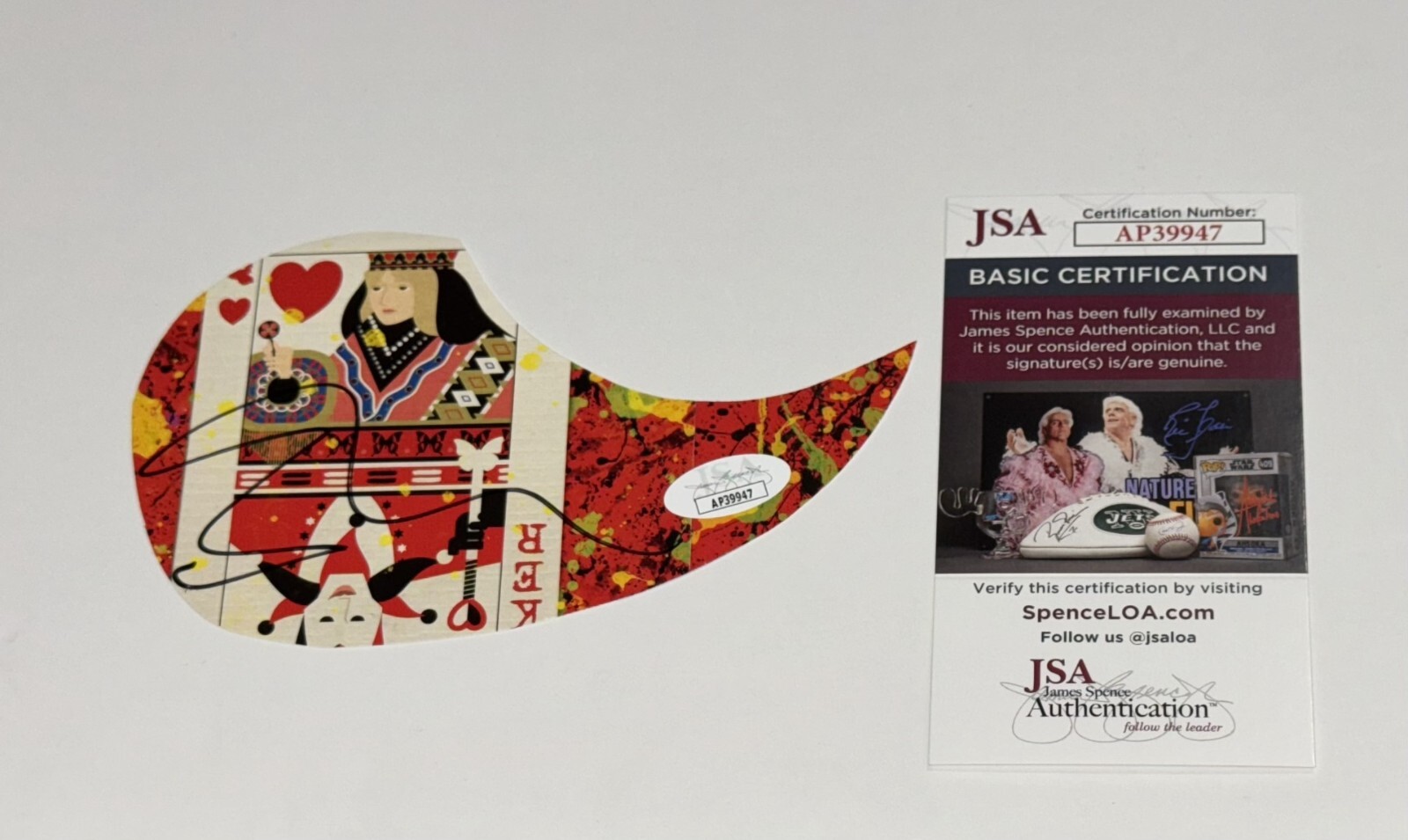 ED SHEERAN SIGNED CUSTOM ACOUSTIC PICKGUARD JOKER & THE QUEEN JSA COA