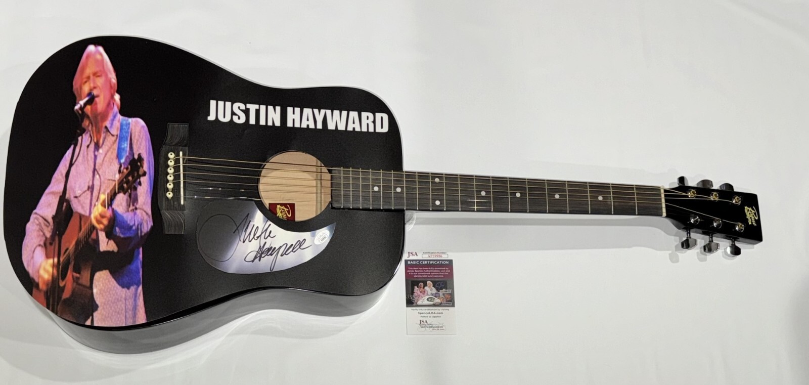 JUSTIN HAYWARD SIGNED CUSTOM ACOUSTIC GUITAR THE MOODY BLUES JSA COA
