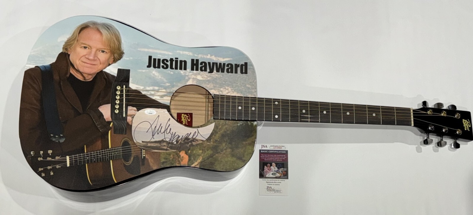 JUSTIN HAYWARD SIGNED CUSTOM ACOUSTIC GUITAR THE MOODY BLUES JSA COA