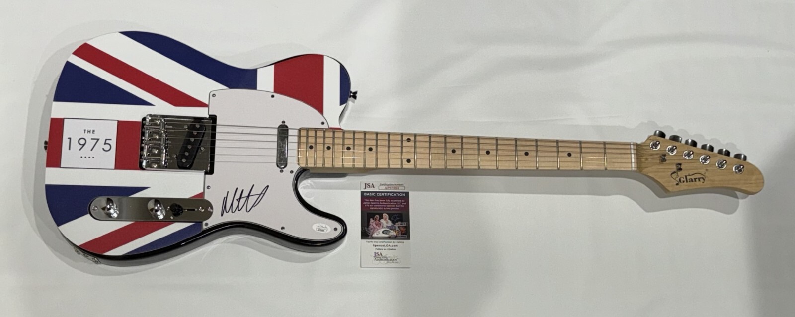 MATTY HEALY SIGNED CUSTOM UK FLAG ELECTRIC GUITAR THE 1975 MATT JSA COA
