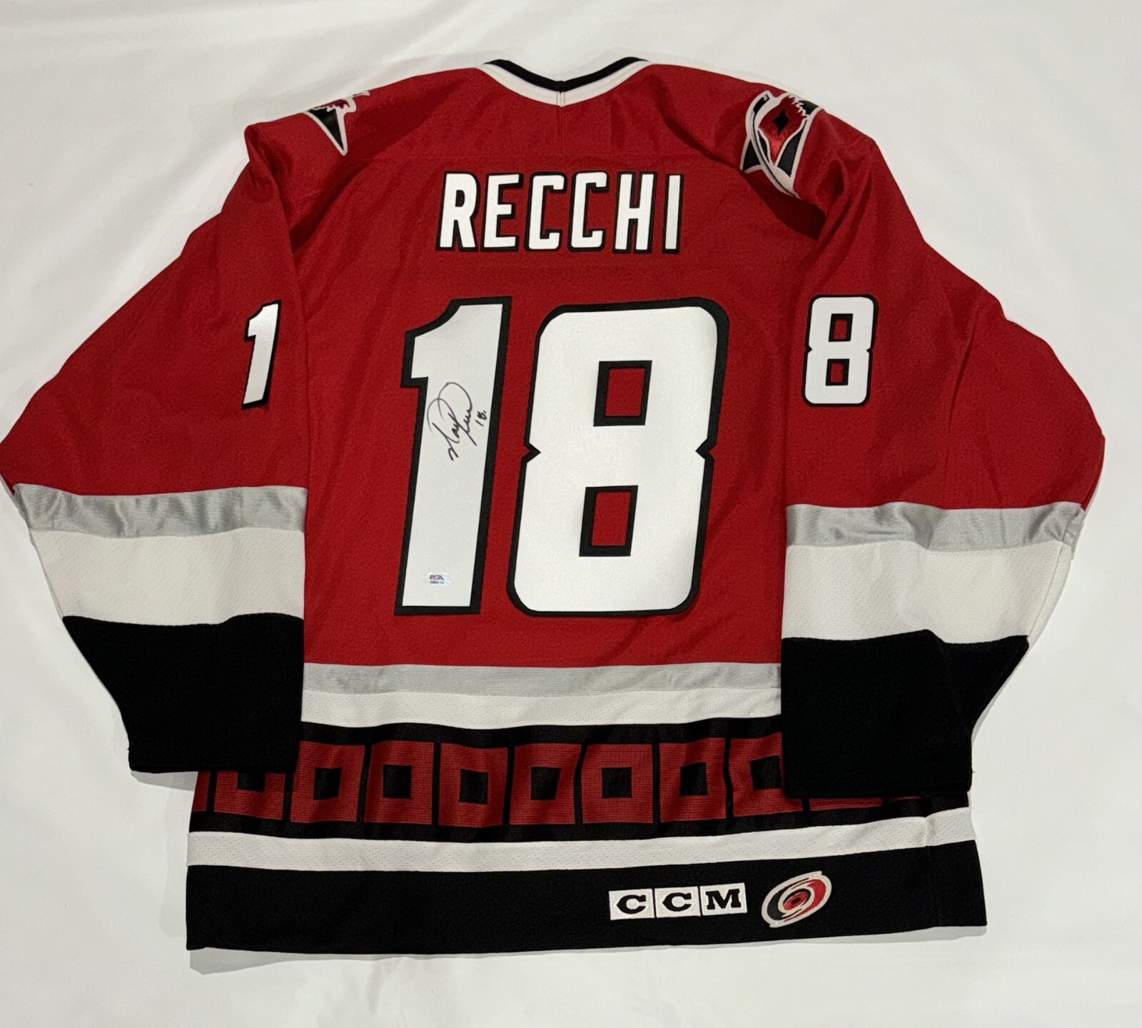 MARK RECCHI SIGNED #18 CCM CAROLINA HURRICANES 2006 STANLEY CUP JERSEY PSA COA