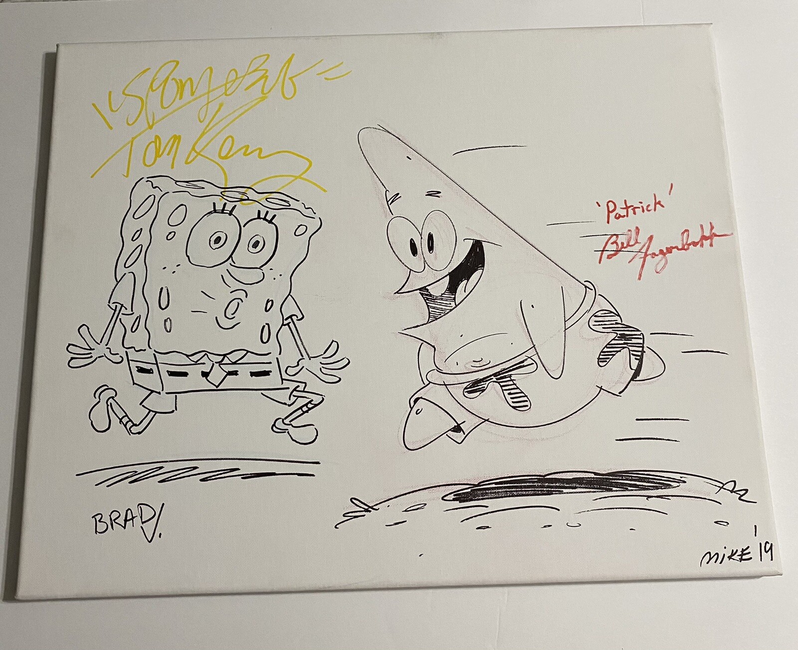SpongeBob Squarepants signed autograph 16x20 Canvas Tom Kenny Bill Fagerbakke