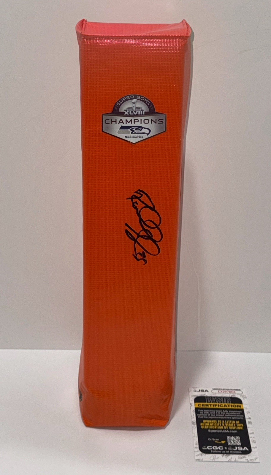 RICHARD SHERMAN SIGNED PYLON SEATTLE SEAHAWKS SUPER BOWL XLVIII JSA COA