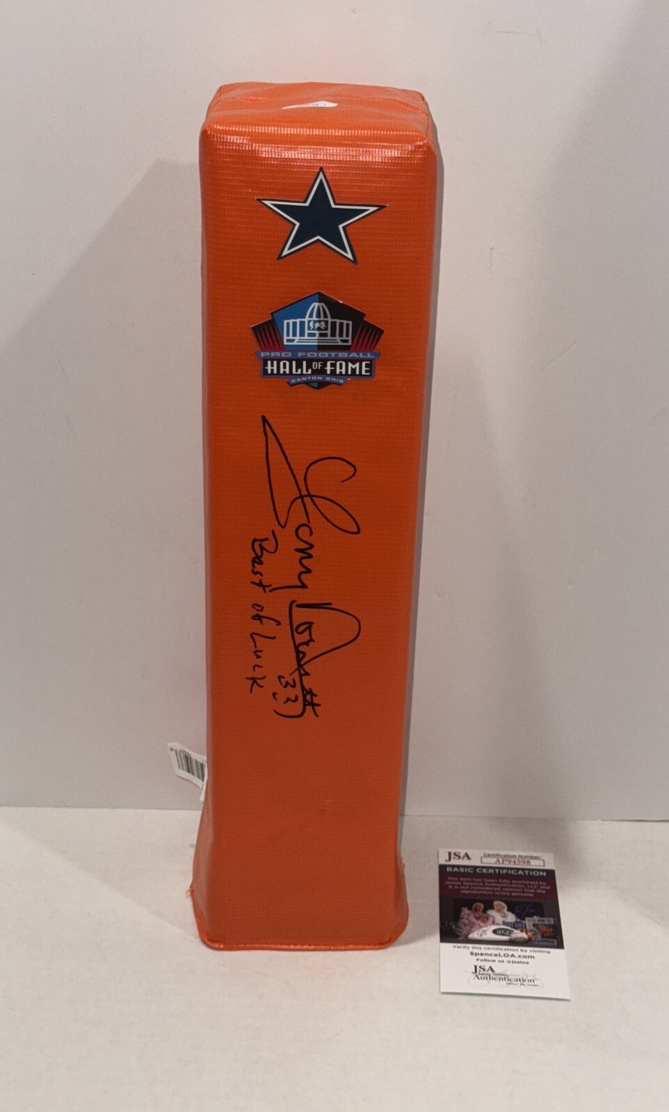 TONY DORSETT SIGNED TOUCHDOWN PYLON DALLAS COWBOYS FOOTBALL JSA COA