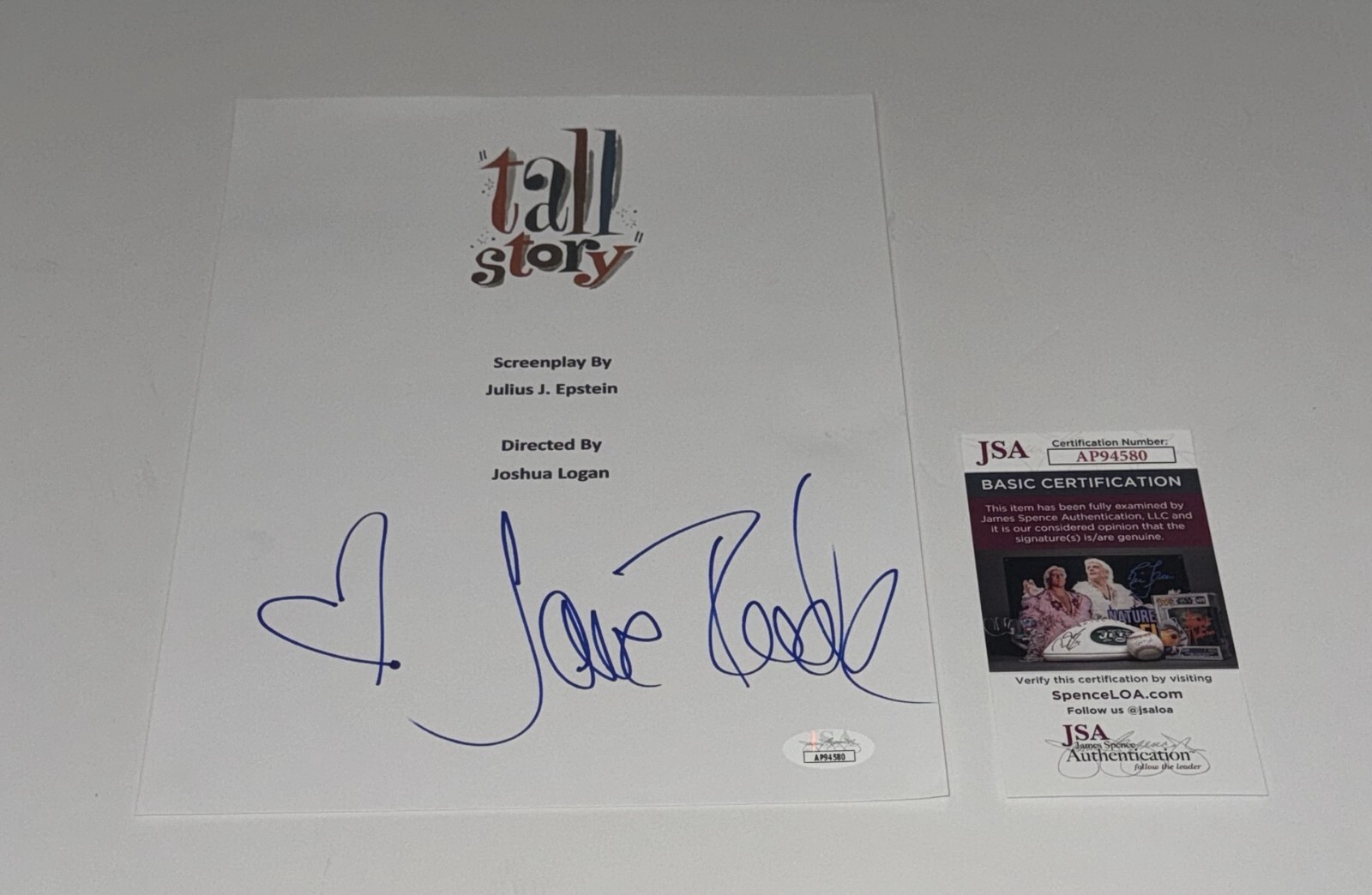 JANE FONDA SIGNED TALL STORY MOVIE TRANSCRIPT AUTOGRAPHED JSA COA