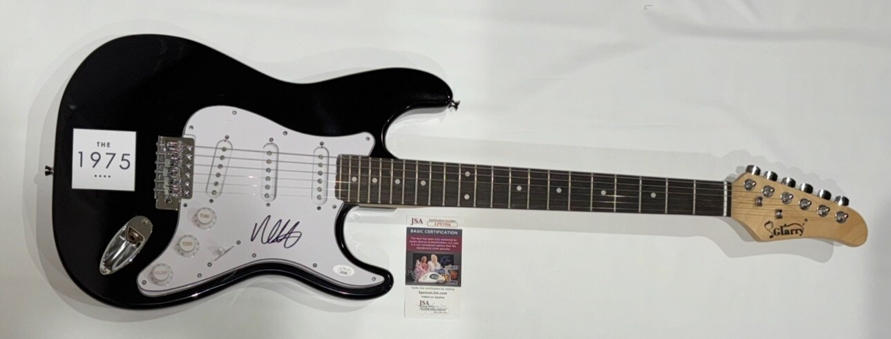 MATTY HEALY SIGNED BLACK ELECTRIC GUITAR THE 1975 AUTOGRAPHED MATT JSA COA