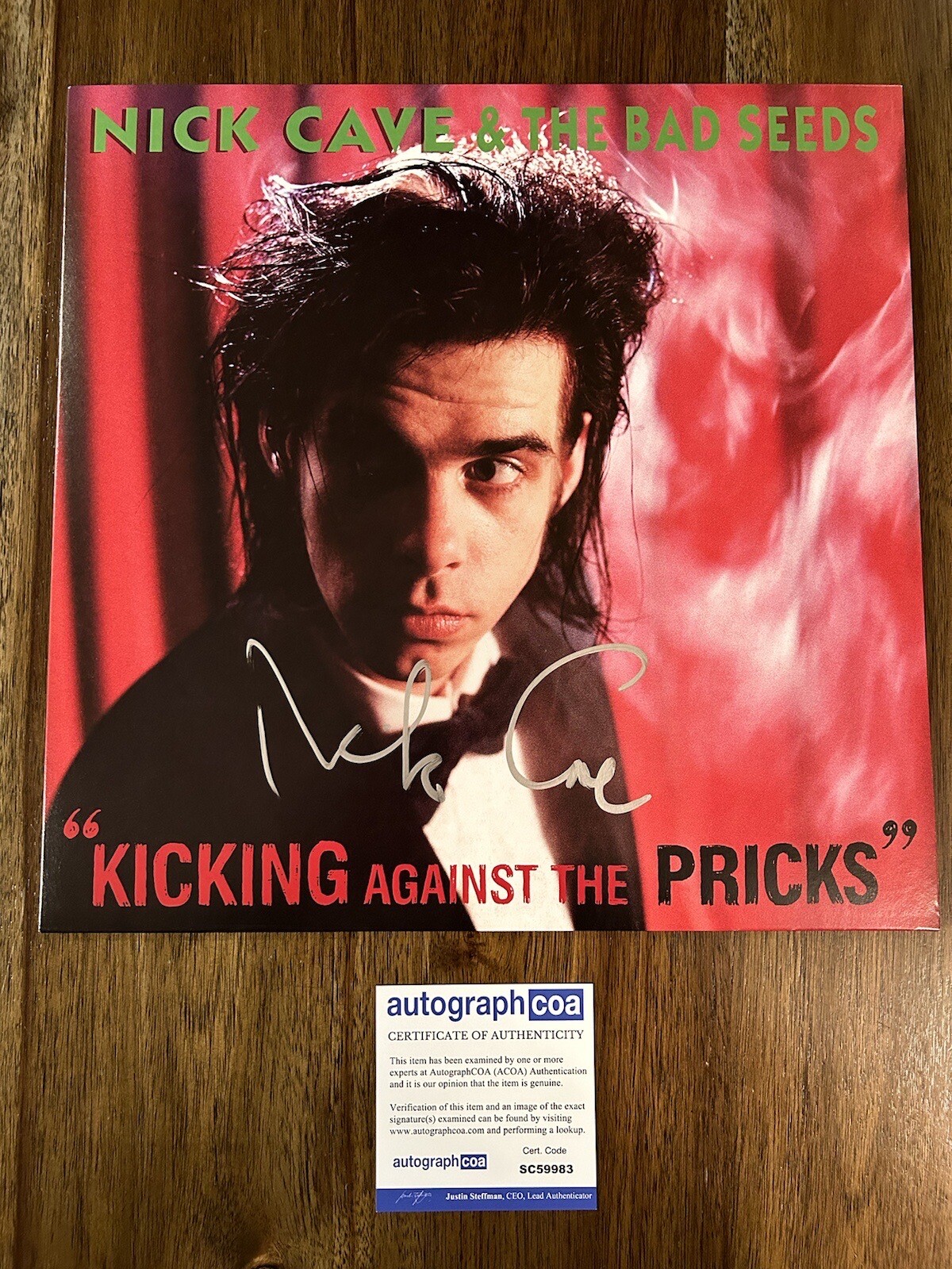 ‘NICK CAVE’ SIGNED ‘KICKING AGAINST THE PRICKS’ VINYL ALBUM THE BAD SEEDS ACOA COLLECTIBLE MEMORABILIA