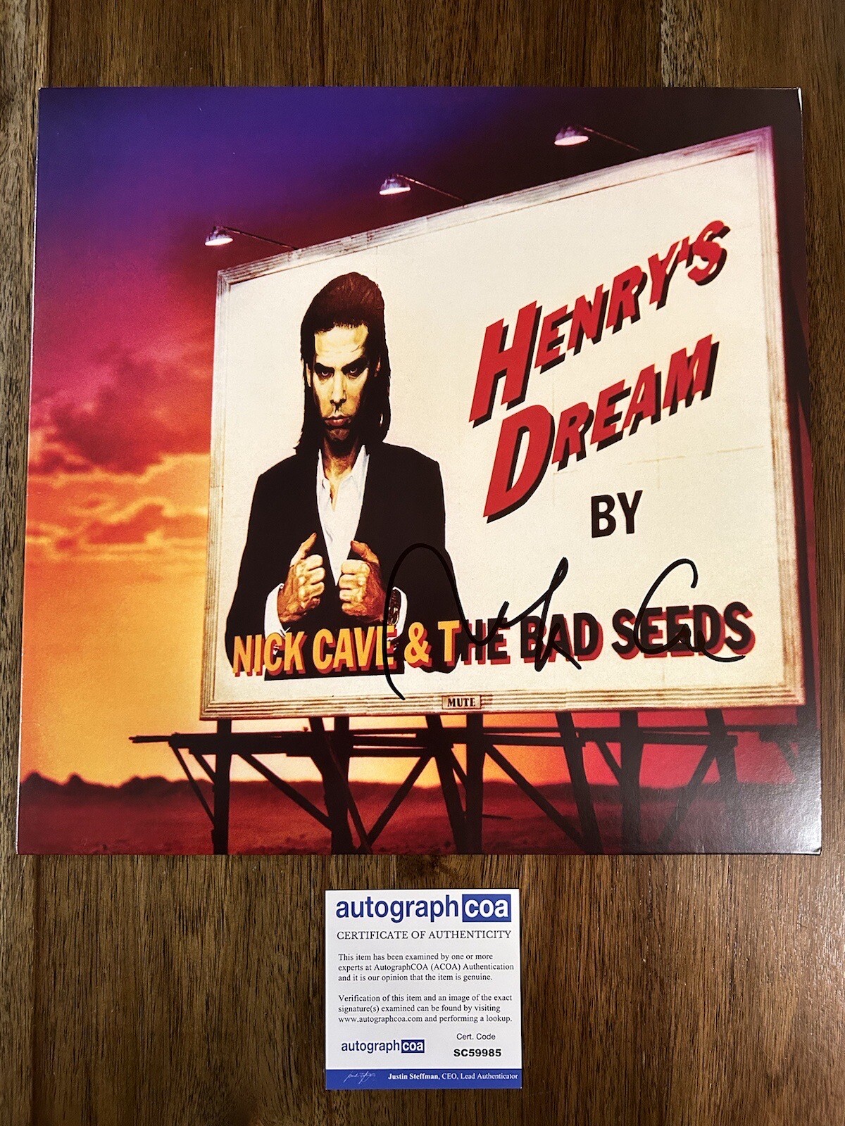 ‘NICK CAVE’ SIGNED ‘HENRY’S DREAM’ VINYL ALBUM THE BAD SEEDS ACOA PROOF COLLECTIBLE MEMORABILIA