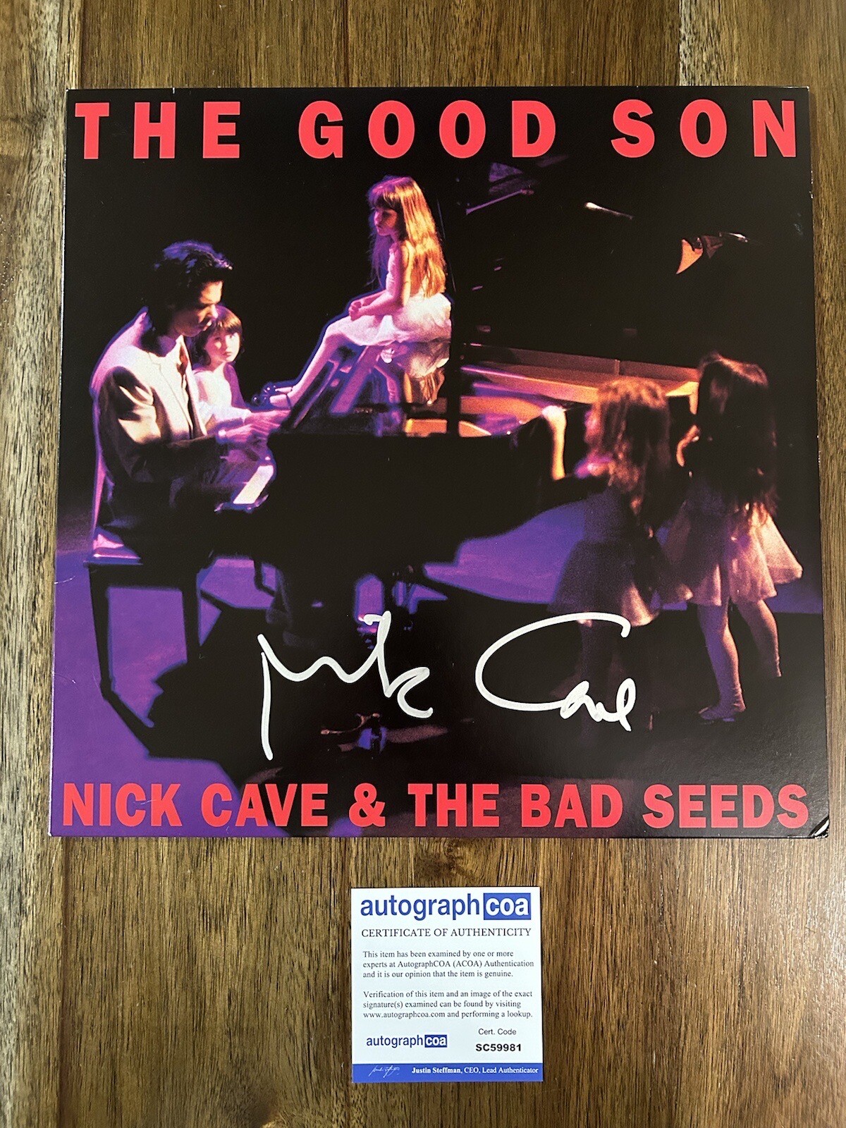 ‘NICK CAVE’ SIGNED ‘THE GOOD SON’ VINYL ALBUM THE BAD SEEDS ACOA PROOF COLLECTIBLE MEMORABILIA