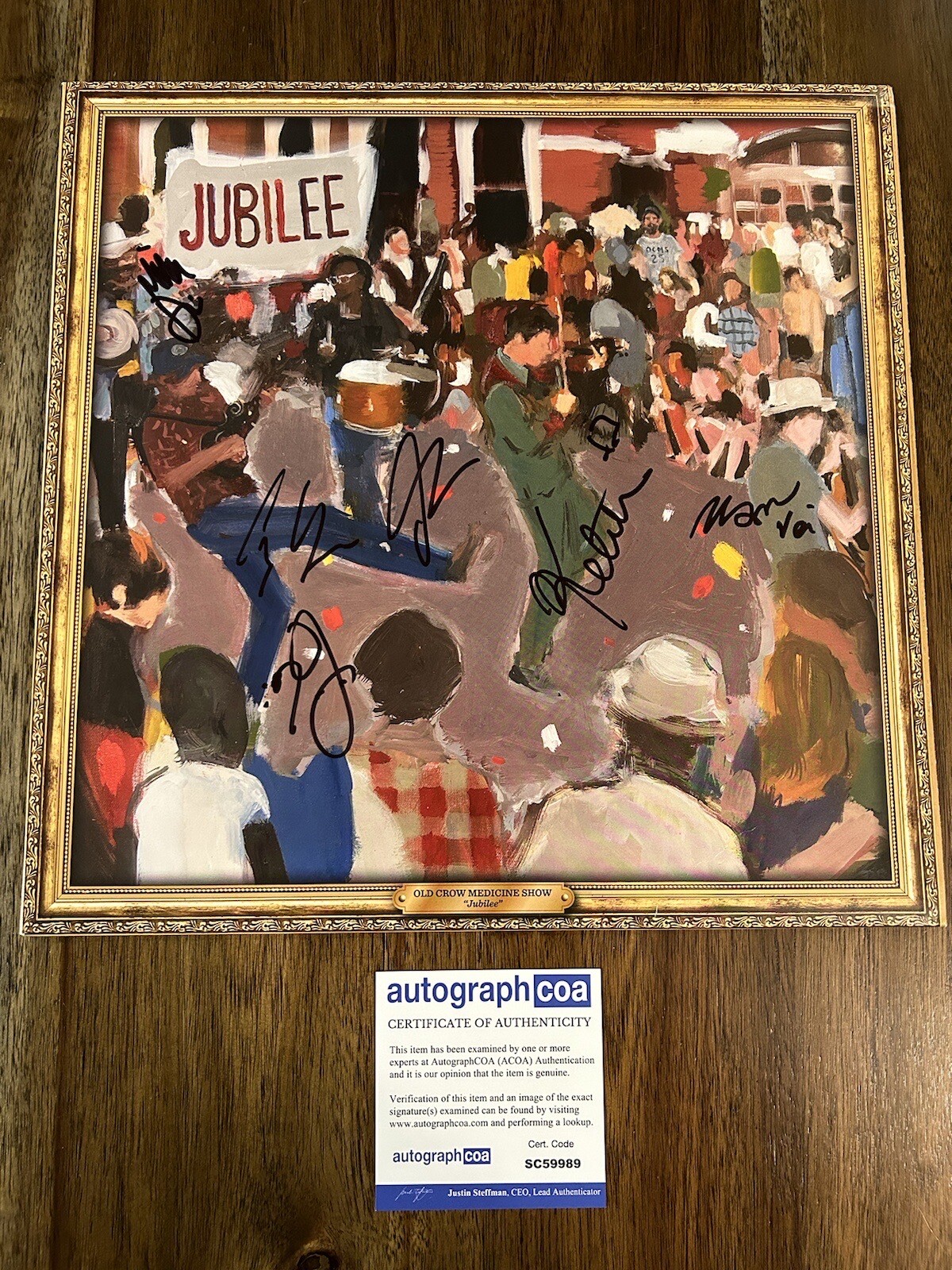 ‘OLD CROW MEDICINE SHOW’ SIGNED ‘JUBILEE’ VINYL ALBUM KETCH SECOR ACOA OCMS COLLECTIBLE MEMORABILIA
