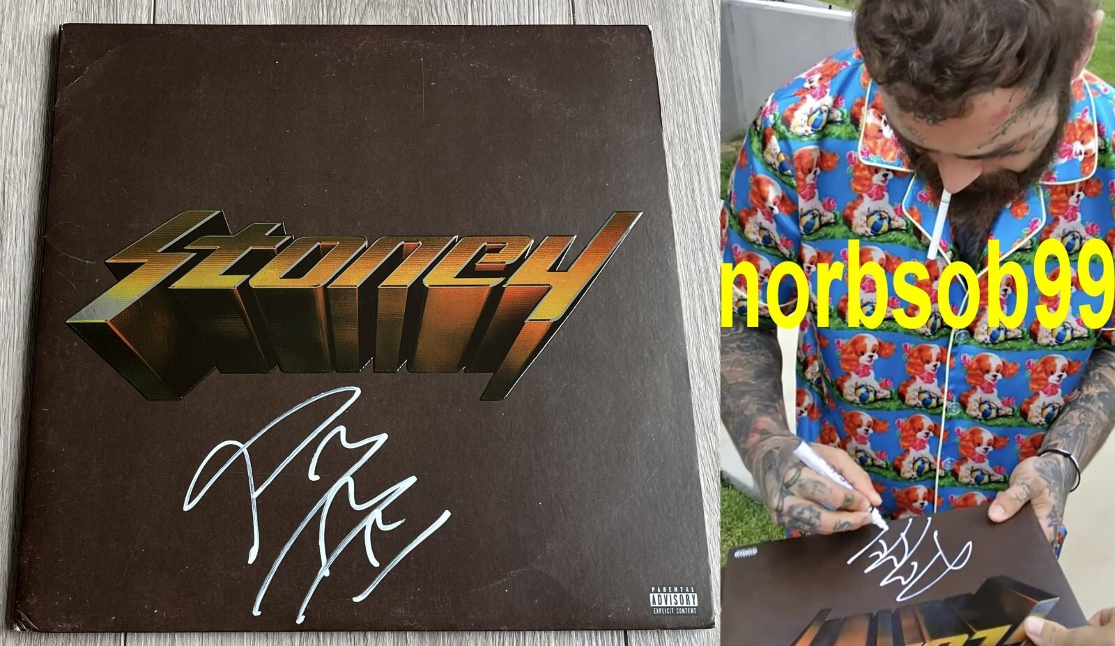 POST MALONE SIGNED AUTOGRAPH STONEY VINYL LP w/EXACT VIDEO PROOF & BECKETT COA