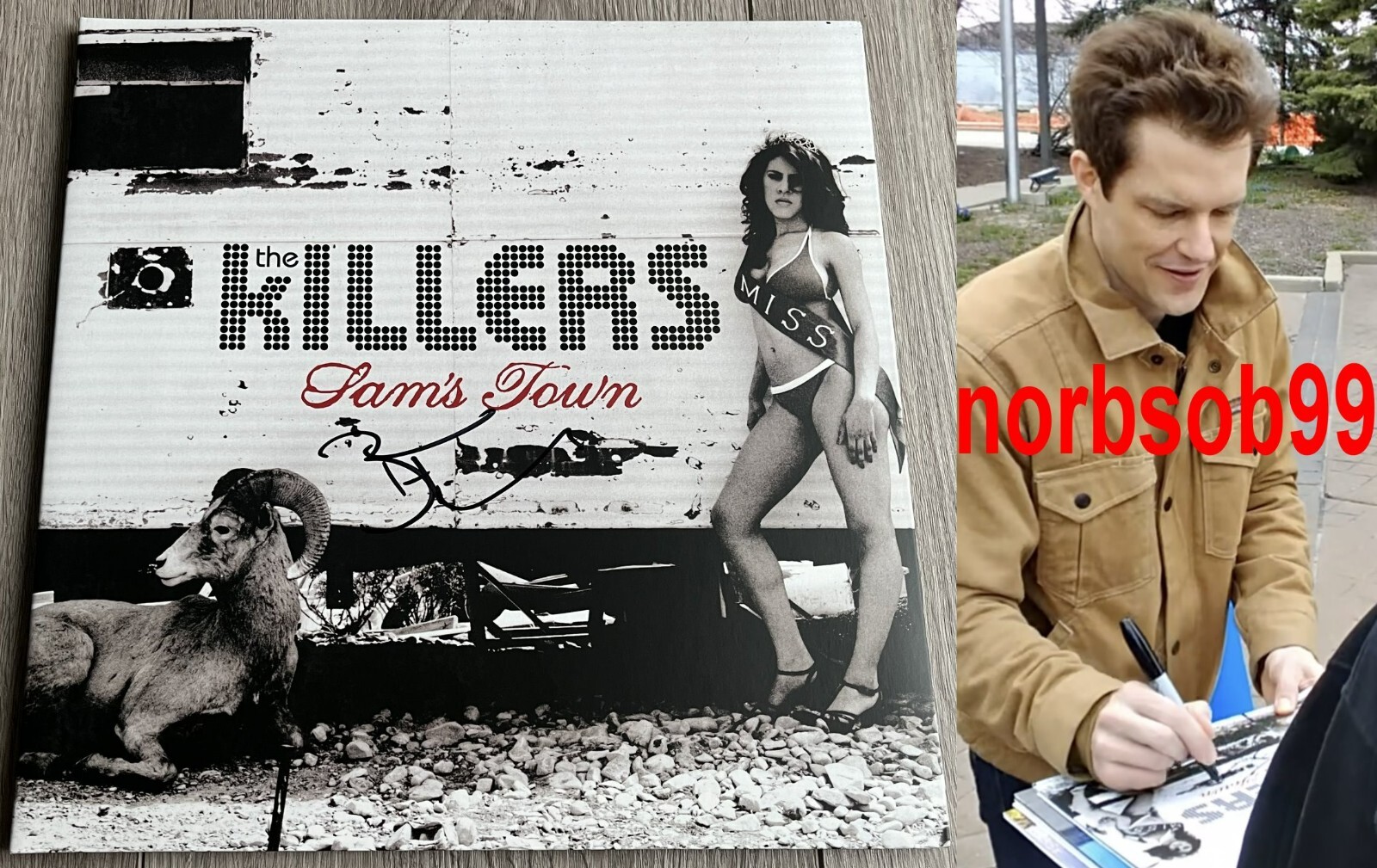 BRANDON FLOWERS SIGNED THE KILLERS SAM'S TOWN VINYL wEXACT VIDEO PROOF & BECKETT