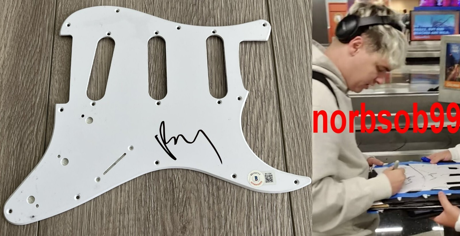 BRYAN GARRIS SIGNED KNOCKED LOOSE GUITAR PICKGUARD w/EXACT PROOF & BECKETT COA