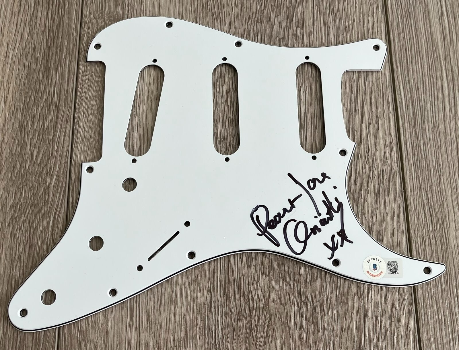 ORIANTHI PANAGARIS SIGNED AUTOGRAPH GUITAR PICKGUARD w/PROOF & BECKETT BAS COA
