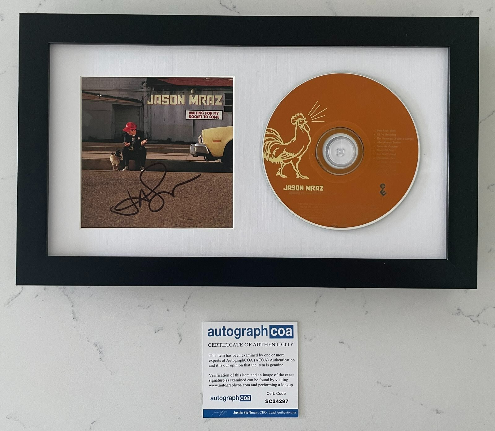 JASON MRAZ SIGNED WAITING FOR MY ROCKET TO COME FRAMED CD w/EXACT PROOF COA ACOA