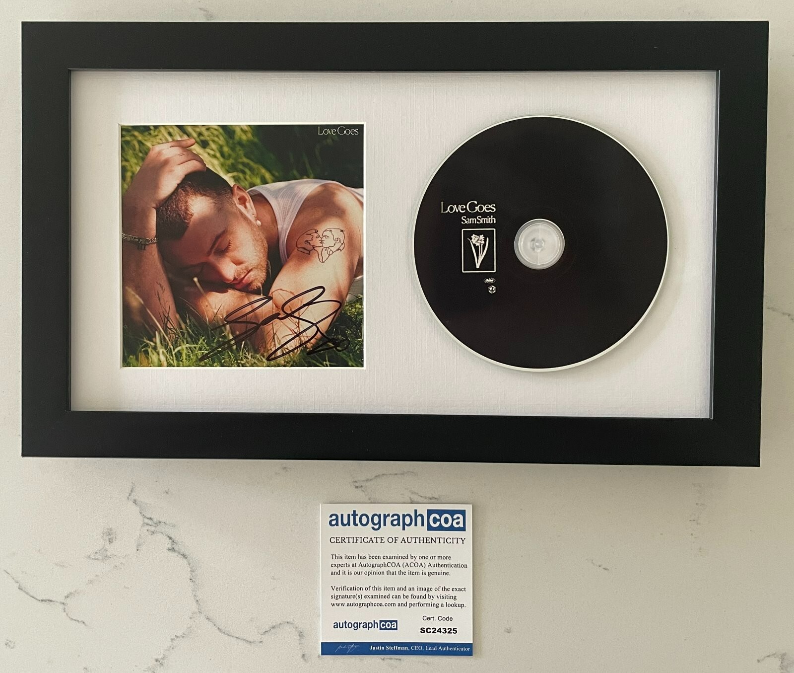 SAM SMITH SIGNED AUTOGRAPH LOVE GOES FRAMED & MATTED CD COA ACOA
