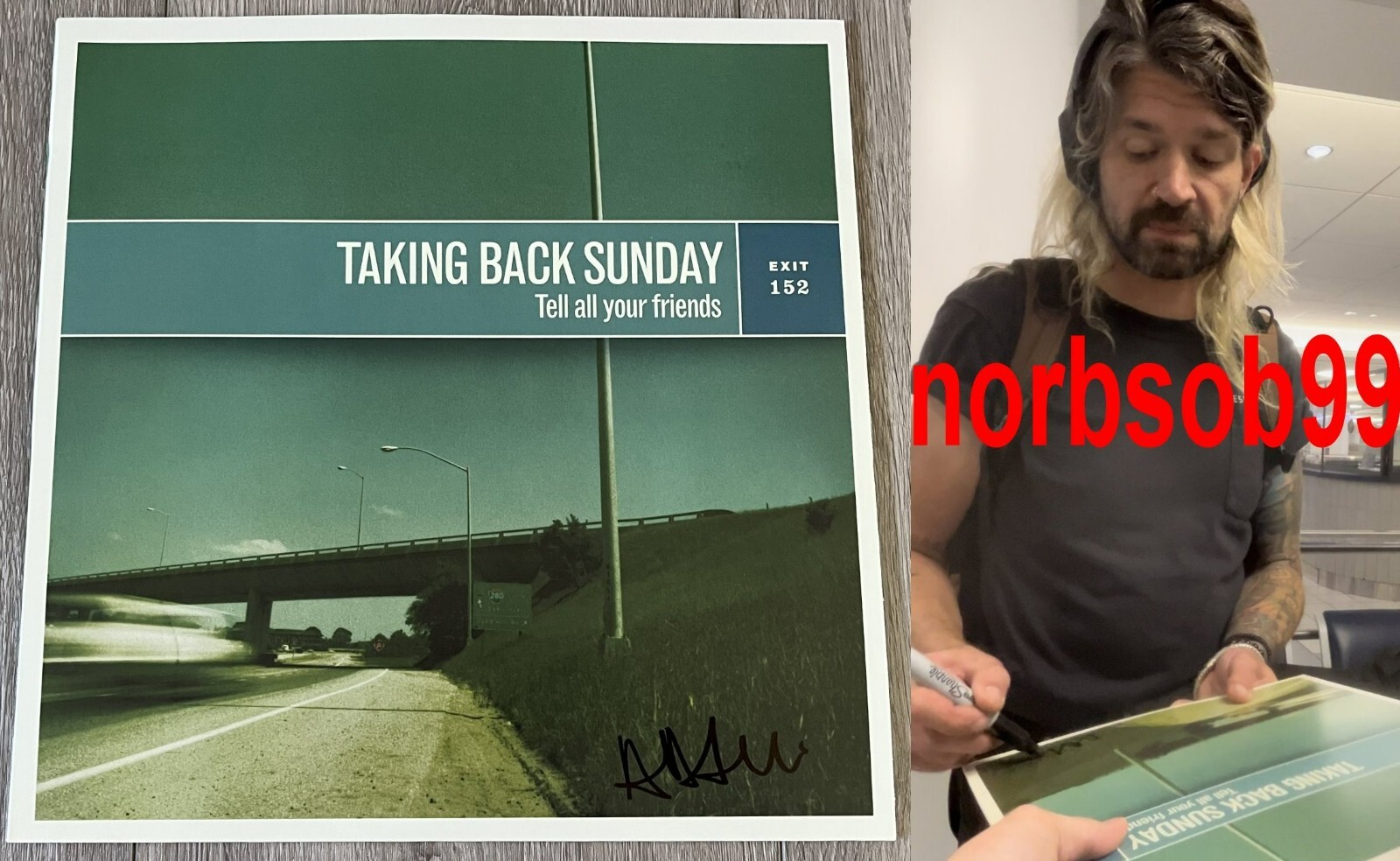 ADAM LAZZARA SIGNED TAKING BACK SUNDAY TELL ALL YOUR FRIENDS VINYL w/EXACT PROOF