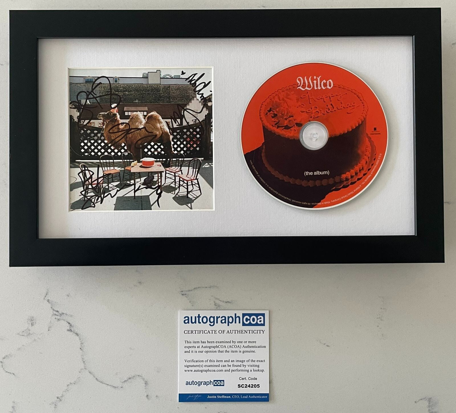 WILCO THE ALBUM SIGNED AUTOGRAPH FRAMED CD JEFF TWEEDY +5 COA ACOA COLLECTIBLE MEMORABILIA