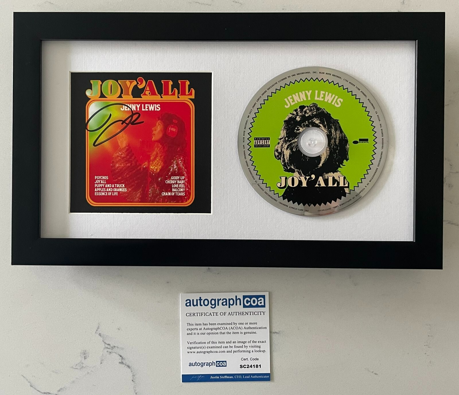 JENNY LEWIS SIGNED JOY'ALL JOY ALL FRAMED & MATTED CD AUTOGRAPH COA ACOA