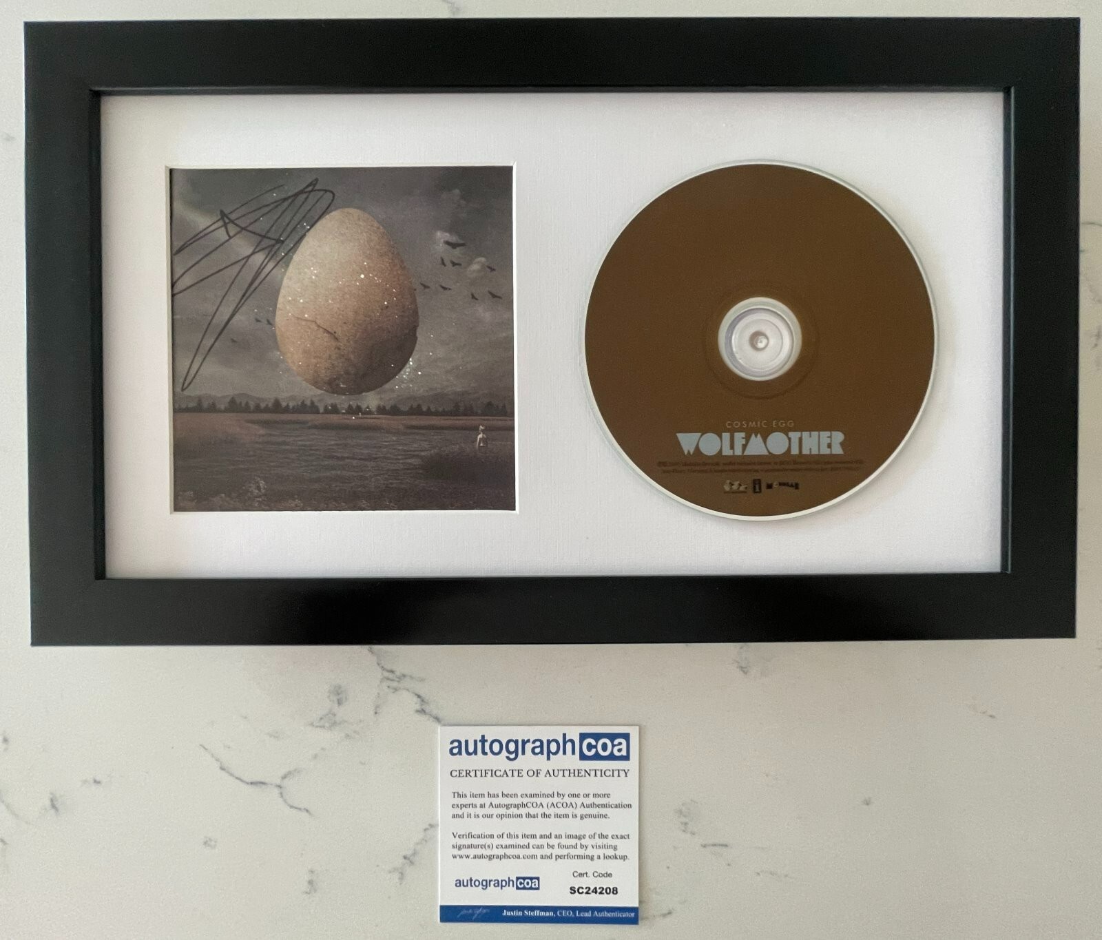 ANDREW STOCKDALE SIGNED WOLFMOTHER COSMIC EGG FRAMED CD w/PROOF AUTOGRAPH COA