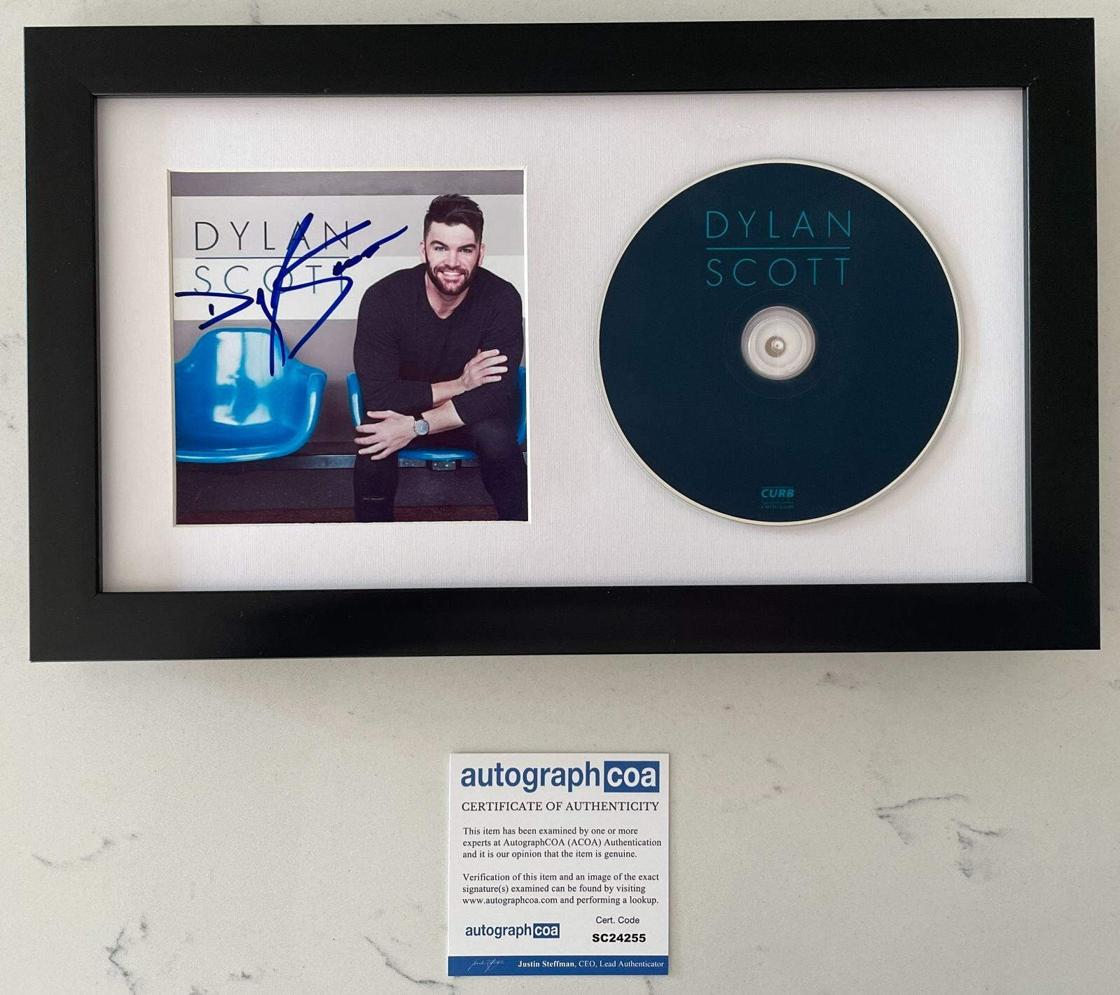 DYLAN SCOTT SIGNED SELF TITLED 2016 FRAMED & MATTED CD & AUTOGRAPH COA ACOA