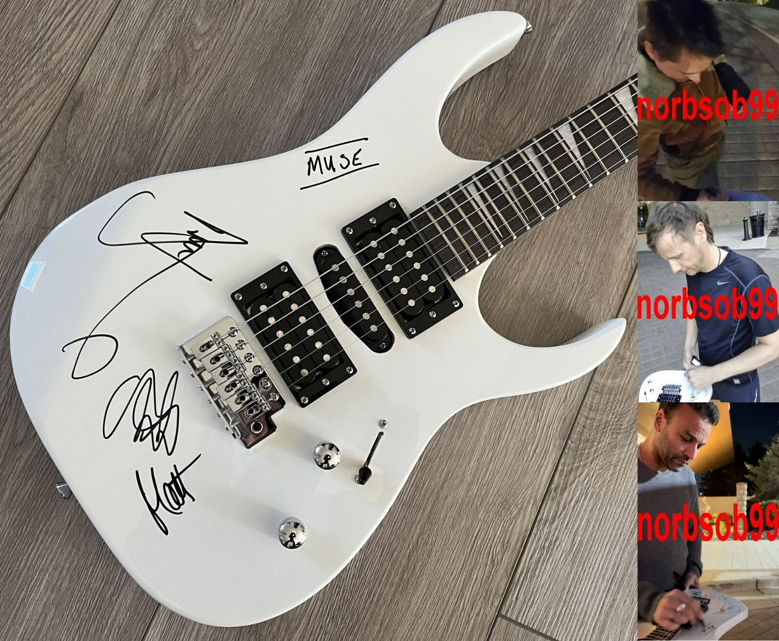 MUSE BAND SIGNED AUTOGRAPH ELECTRIC GUITAR MATT BELLAMY +2 w/EXACT PROOF