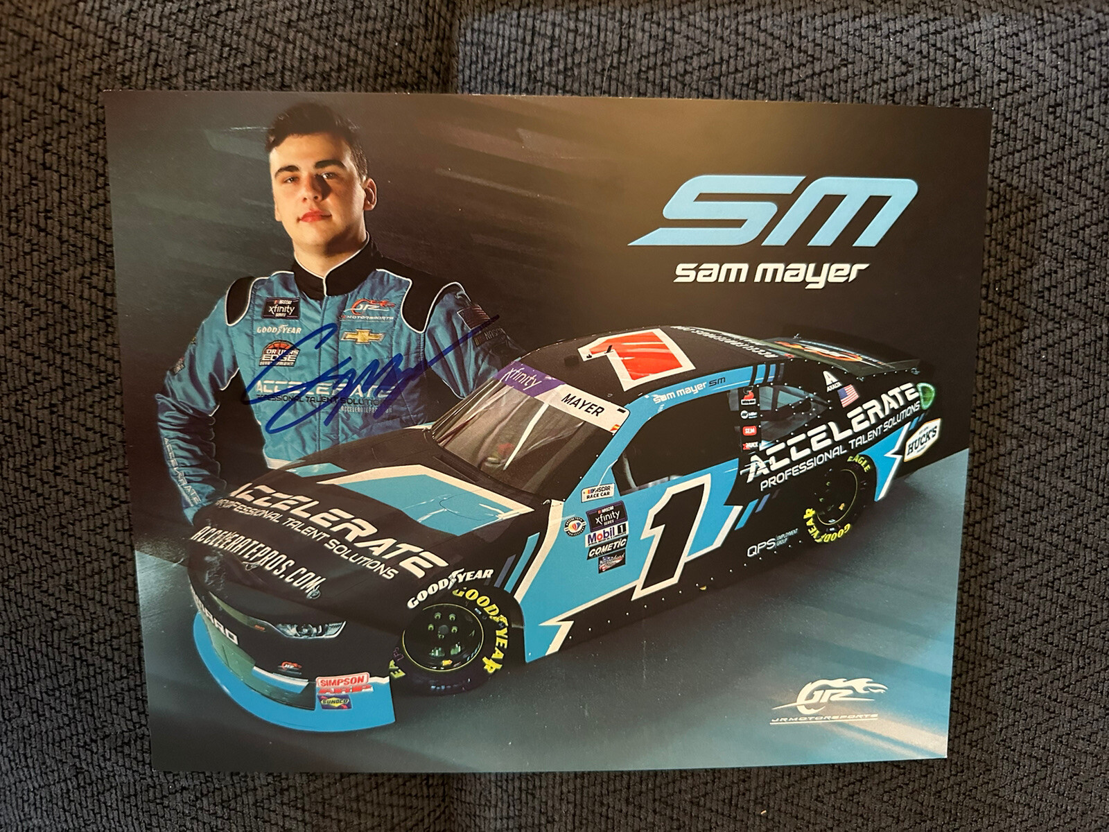 Sam Mayer Signed Promo Hero Card Nascar Xfinity Autographed 2023