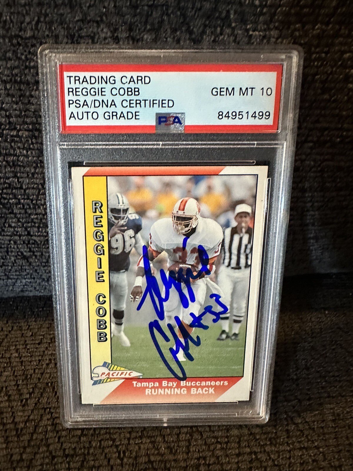 Reggie Cobb Signed 1991 Pacific #479 Card PSA /DNA Slab COA Auto Gem Mint 10