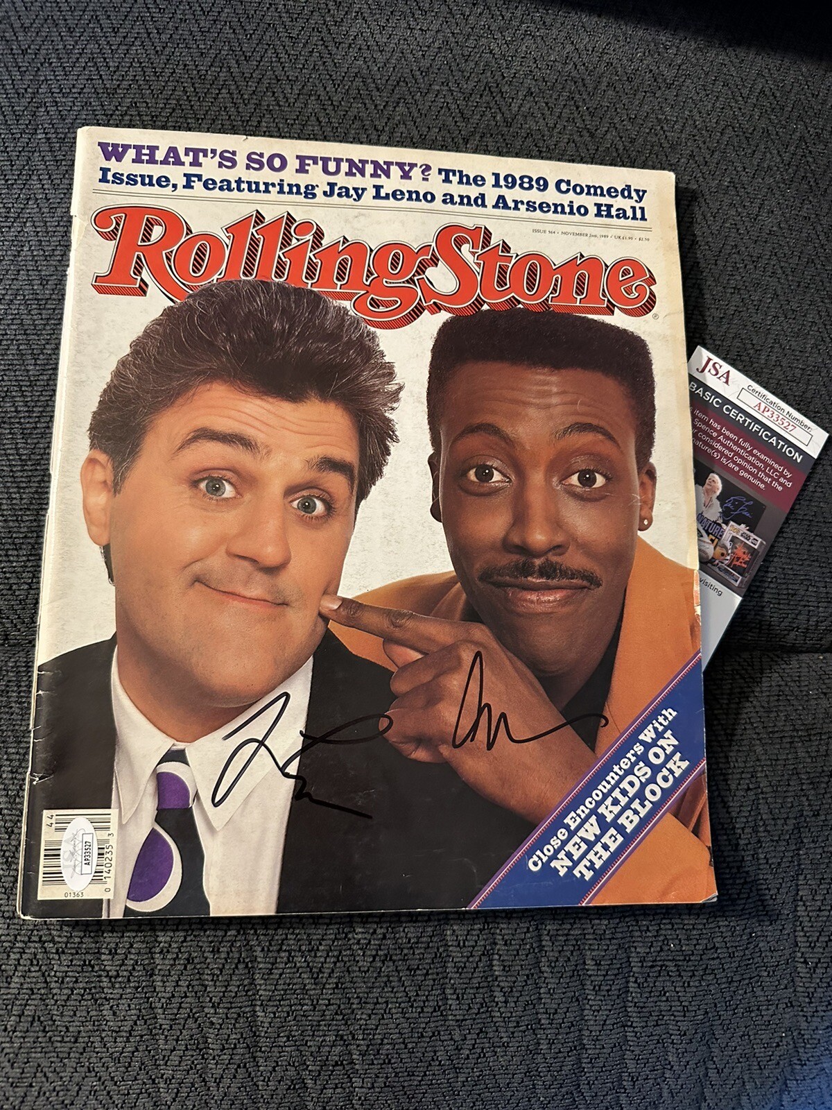 Jay Leno & Arsenio Hall Signed Rolling Stone JSA Authenticated COA 11/2/89 1989
