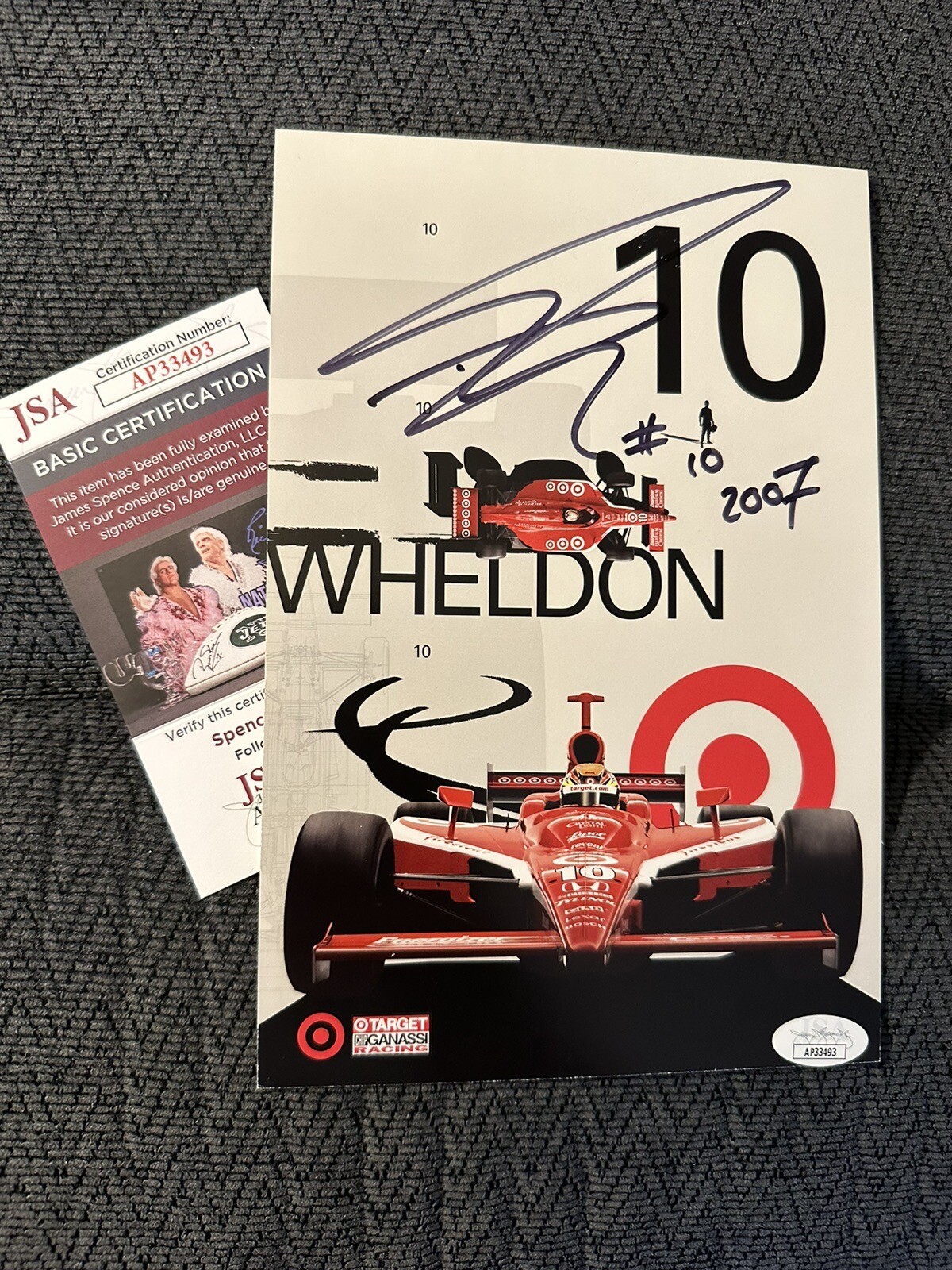 Dan Wheldon 2007 Indy Car Indianapolis 500 Promo Card JSA Authenticated COA