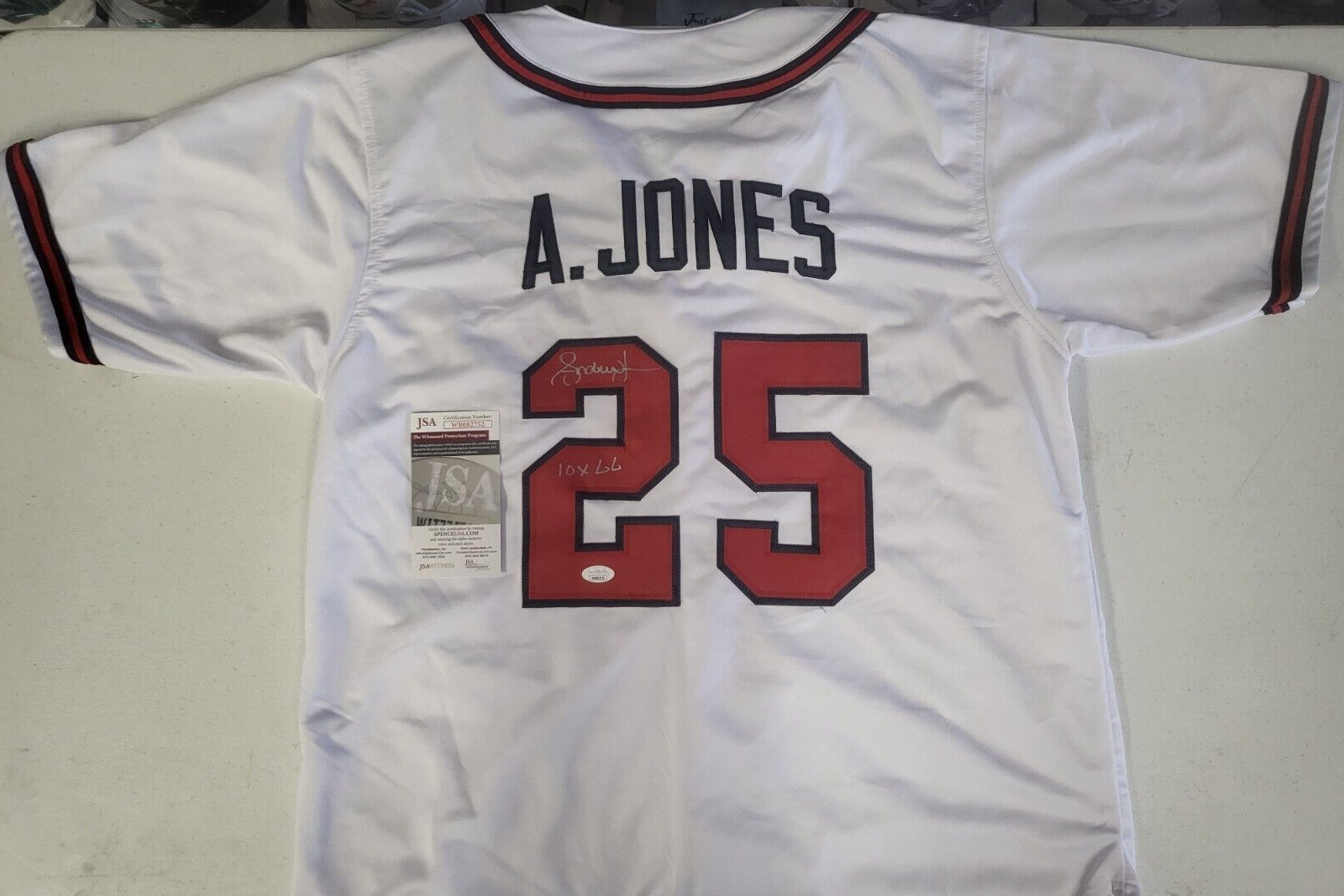 ANDRUW JONES #25 ATLANTA BRAVES 10X GG SIGNED AUTO CUSTOM JERSEY XL JSA COA *
