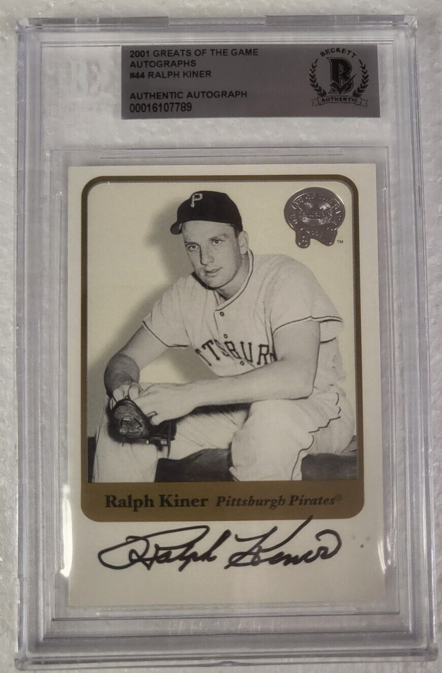 2001 FLEER GREATS OF THE GAME RALPH KINER PIRATES SIGNED AUTO CARD #44 BECKETT