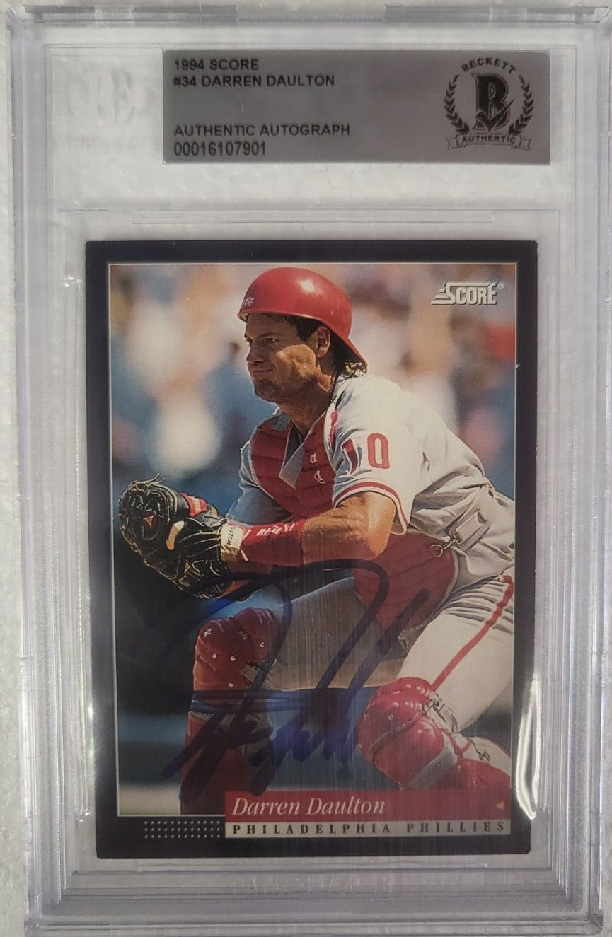 1994 SCORE DARREN DAULTON PHILLIES SIGNED AUTOGRAPHED #34 CARD BECKETT AUTH