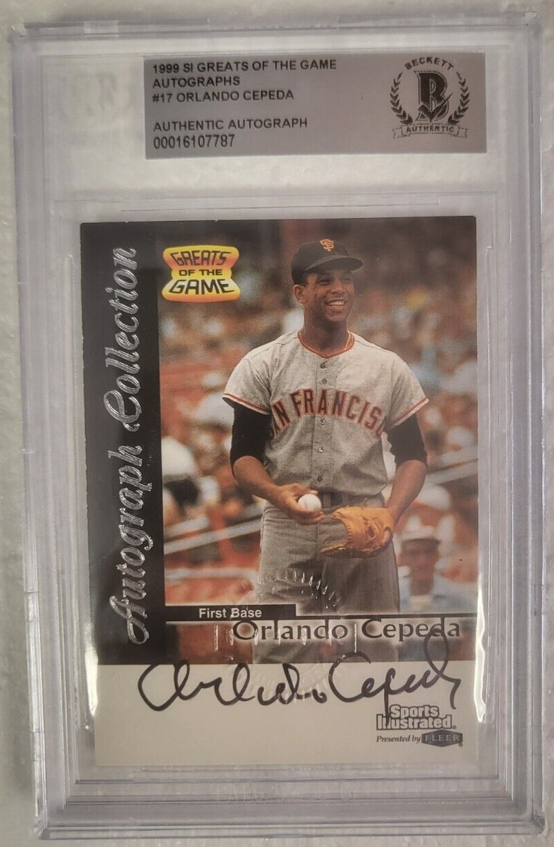 1999 SI GREATS OF THE GAME ORLANDO CEPEDA GIANTS SIGNED AUTO #17 CARD BECKETT