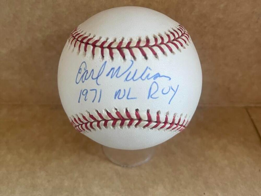 EARL WILLIAMS 1971 NL ROY BRAVES SIGNED AUTOGRAPHED N.L. BASEBALL BECKETT AUTH
