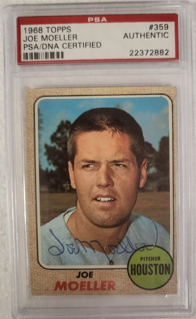 1968 TOPPS JOE MOELLER HOUSTON ASTROS SIGNED AUTOGRAPHED #359 CARD PSA