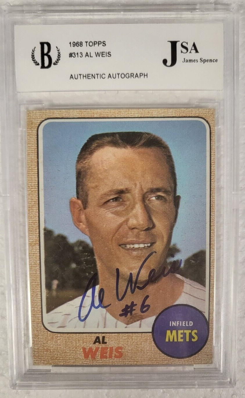 1968 TOPPS AL WEIS NEW YORK METS SIGNED AUTOGRAPHED AUTO #313 CARD JSA