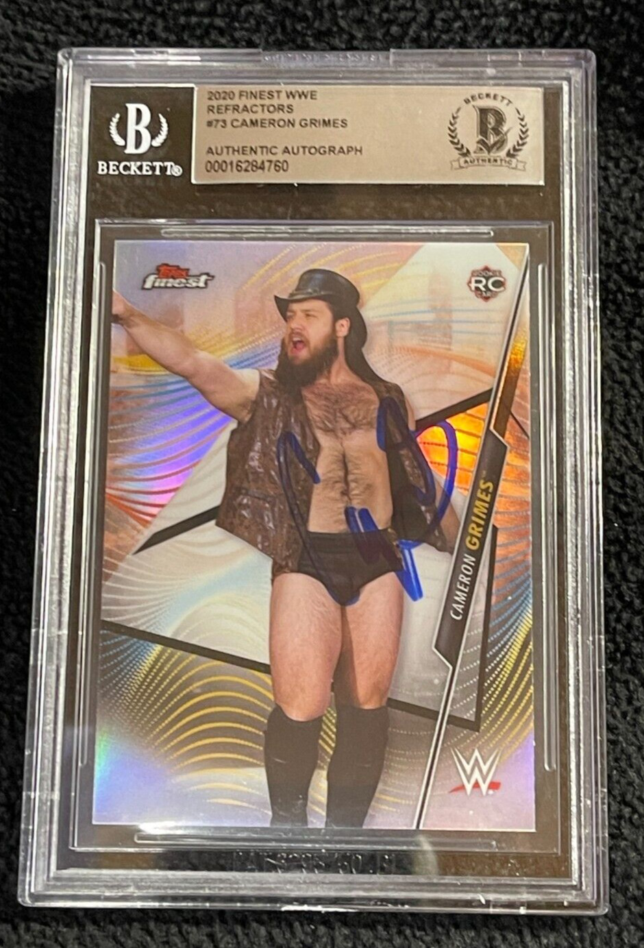 CAMERON GRIMES SIGNED 2020 TOPPS CHROME REFRACTOR WWE ROOKIE CARD BAS CERTIFIED COLLECTIBLE MEMORABILIA