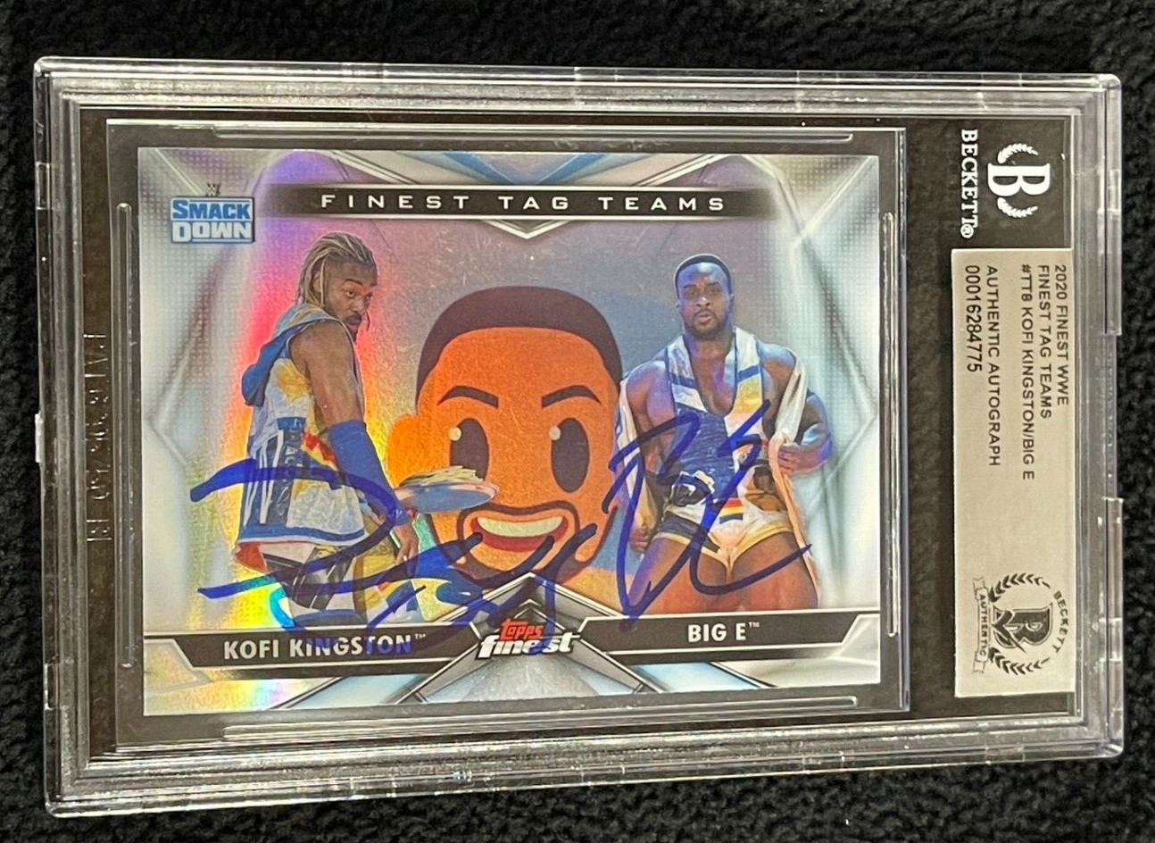 Kofi Kingston & Big E New Day Signed 2020 Topps Finest WWE Card BAS Certified