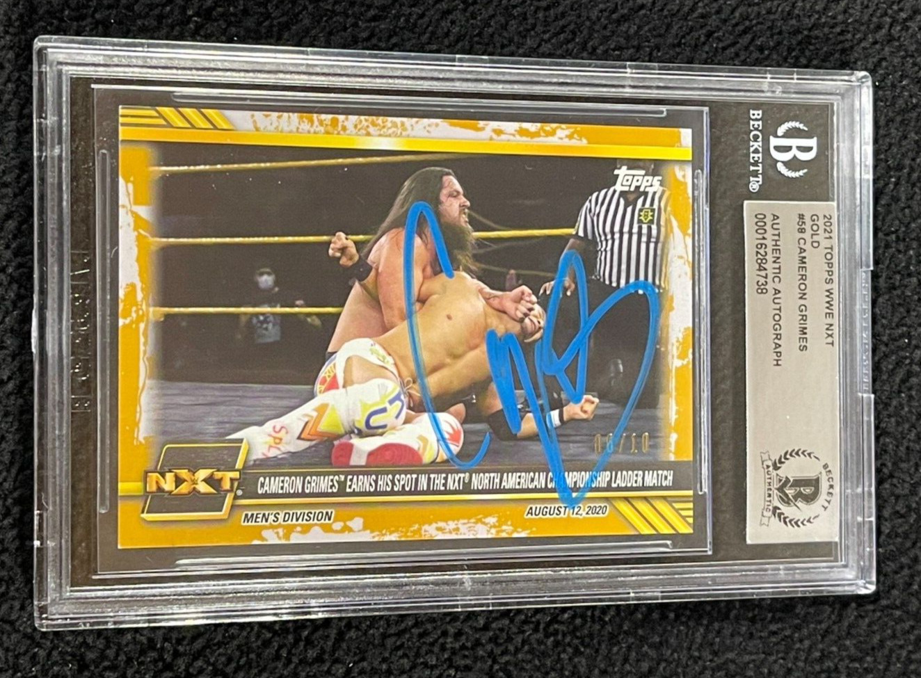 CAMERON GRIMES SIGNED 2021 TOPPS NXT WWE GOLD CARD 06/10 #58 BAS CERTIFIED COLLECTIBLE MEMORABILIA