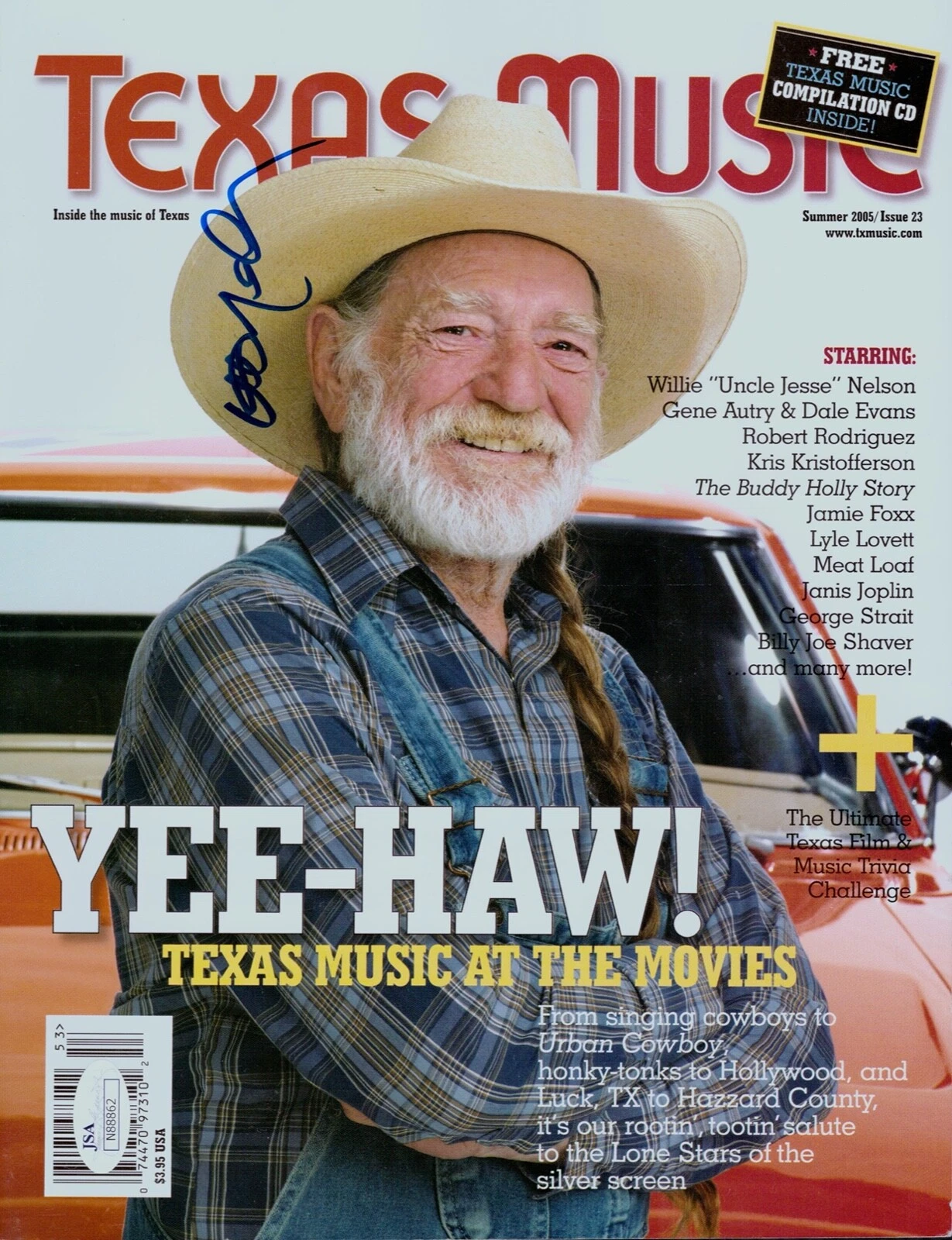 WILLIE NELSON Signed Autograph Texas Music Magazine Cover JSA COA