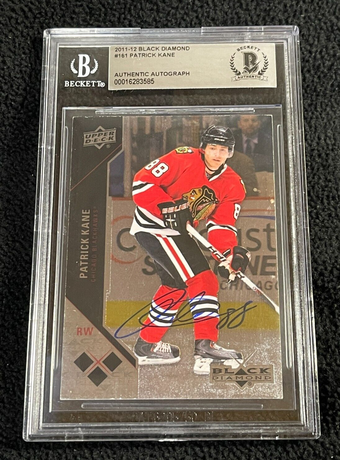 Patrick Kane Signed 2011/12 Black Diamond Card #161 BAS Certified Blackhawks