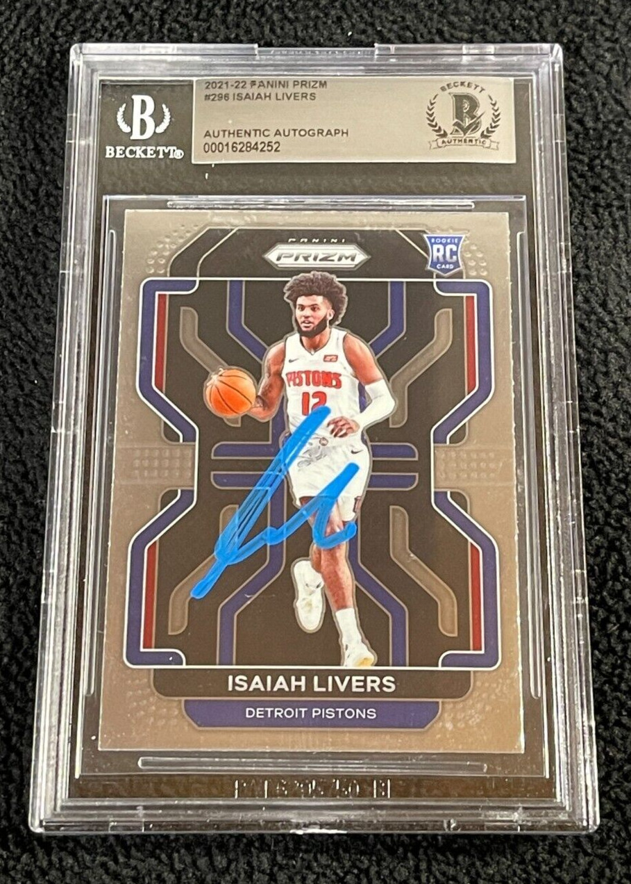 Isaiah Livers Signed 2021/22 Panini Prizm Rookie Card #296 BAS Certified Pistons