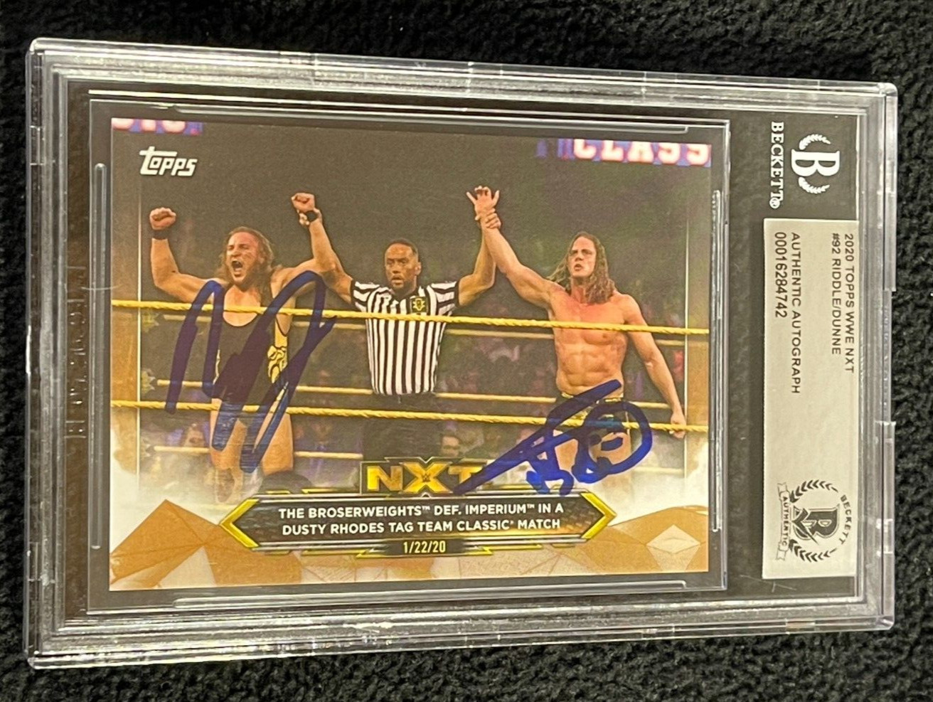Matt Riddle & Pete Dunne Signed 2020 WWE NXT Bronze Card #92 BAS Certified