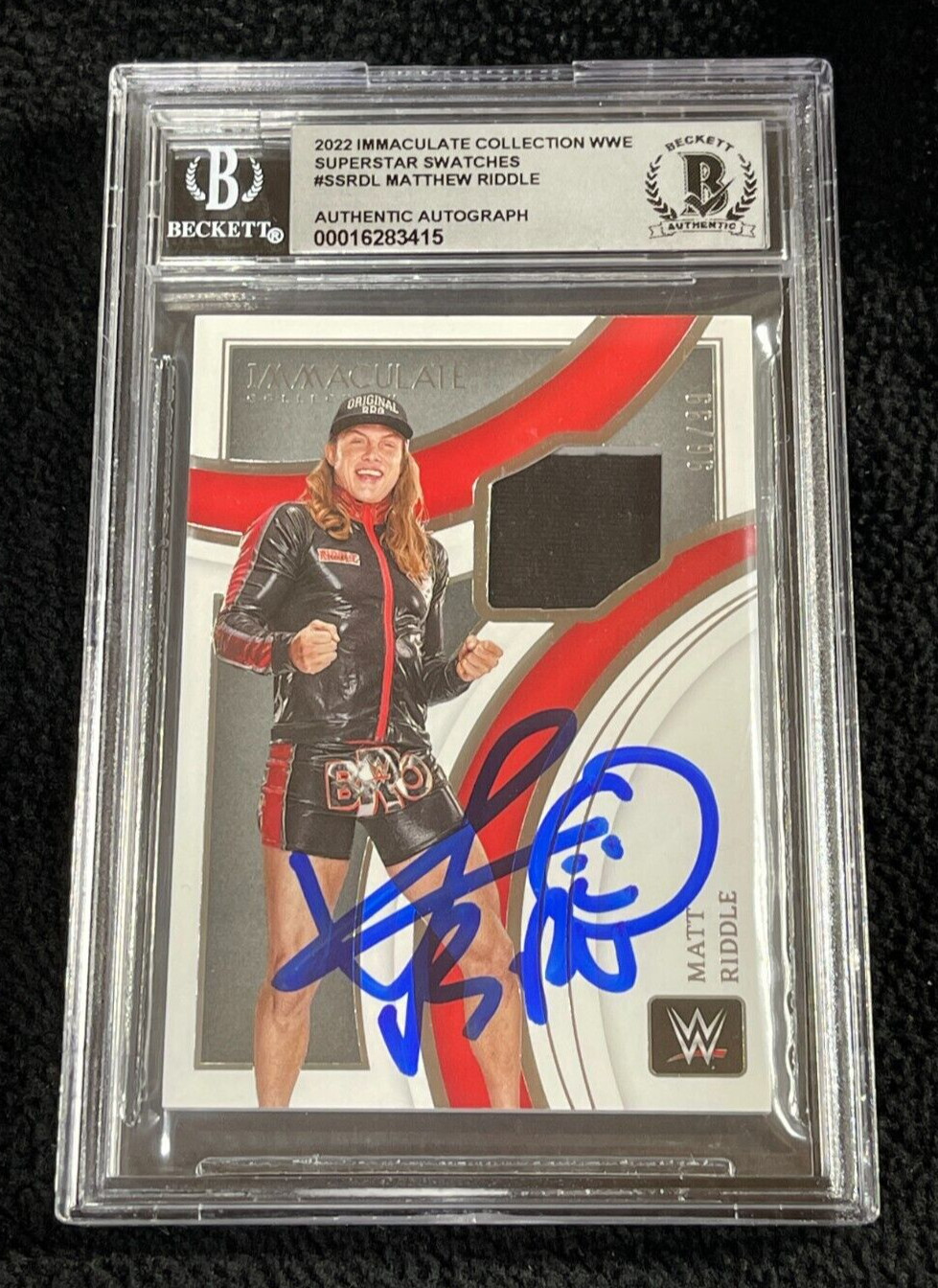 Matt Riddle Signed 2022 WWE Immaculate Swatches Card BAS Certified Auto Grade 10